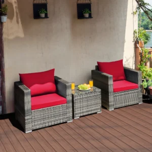3PC Patio Cushioned Chair set