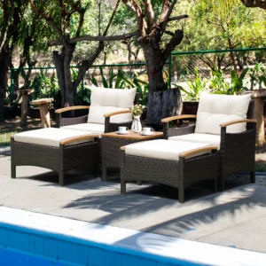 5PCS Patio Sofa Ottoman set