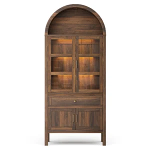 71In Tall Wood Arched Storage Cabinet