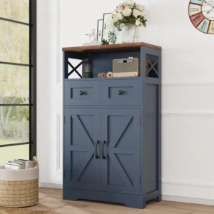 Blue Storage Cabinet Pantry Hutch