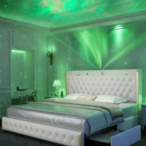 Queen LED Bed Frame with Galaxy Projector